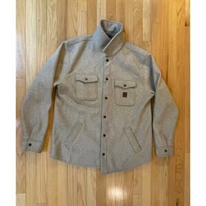 Brixton Durham Jacket - Brushed Flannel- Thick- Oatmeal Mens XL
